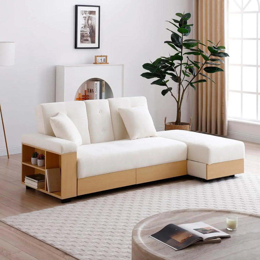 Multi-Functional Sofa Sleeper,  Storage Ottoman, 2-Drawers Sectional Couch