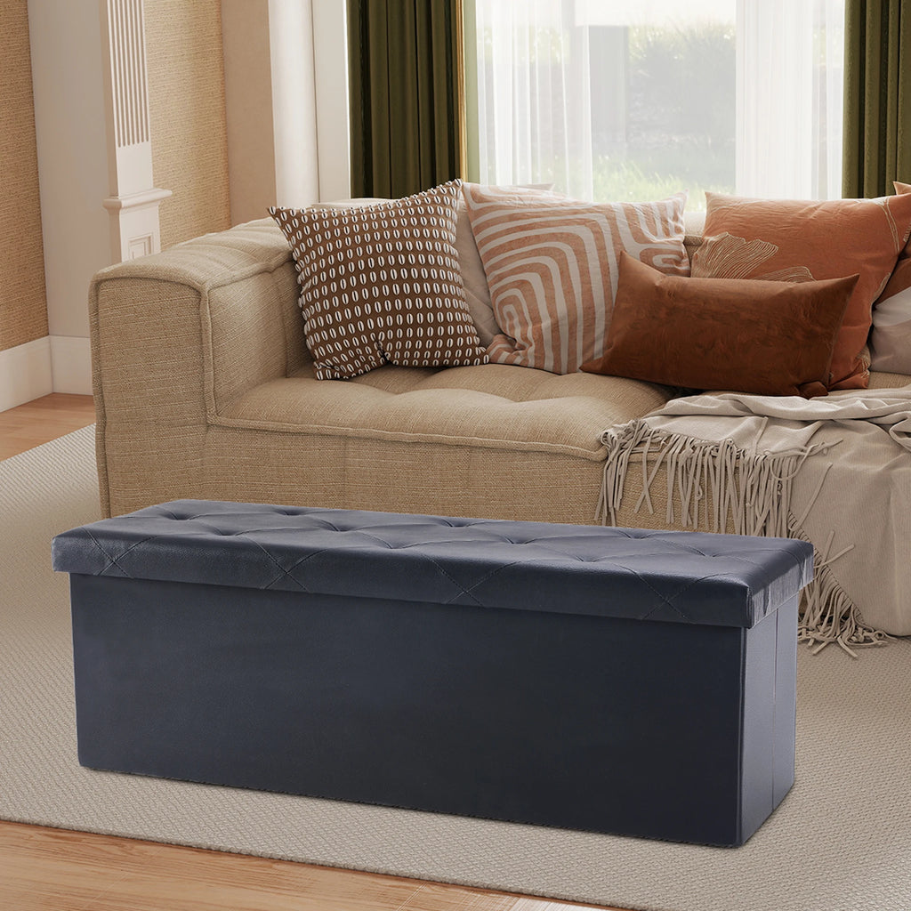 JHK 43IN Leather Folding Ottoman/Footrest Storage 660 lbs
