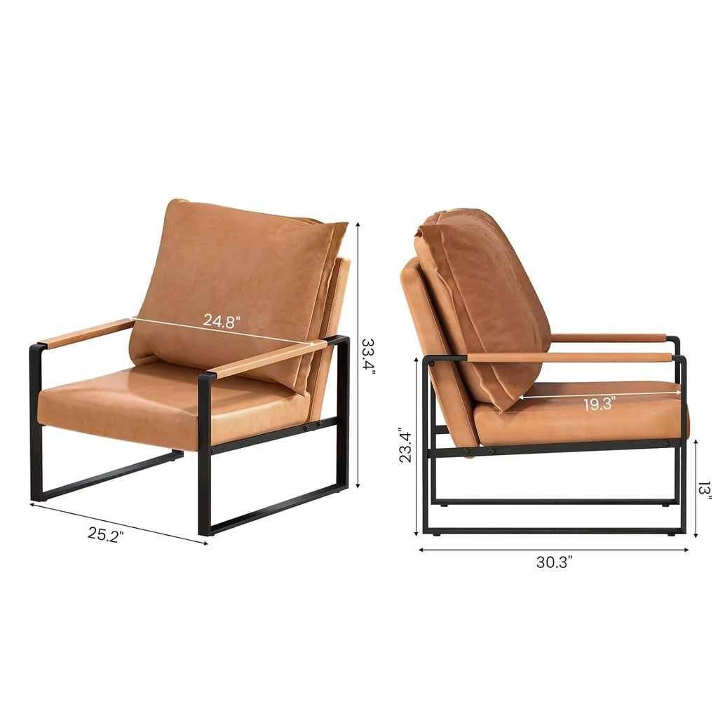 Leather Chair Set of 2, Extra-Thick Padded Backrest, Seat Cushion