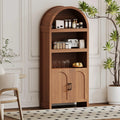 71IN Arched Bookcase 5-Tier Storage Doors Open Shelves
