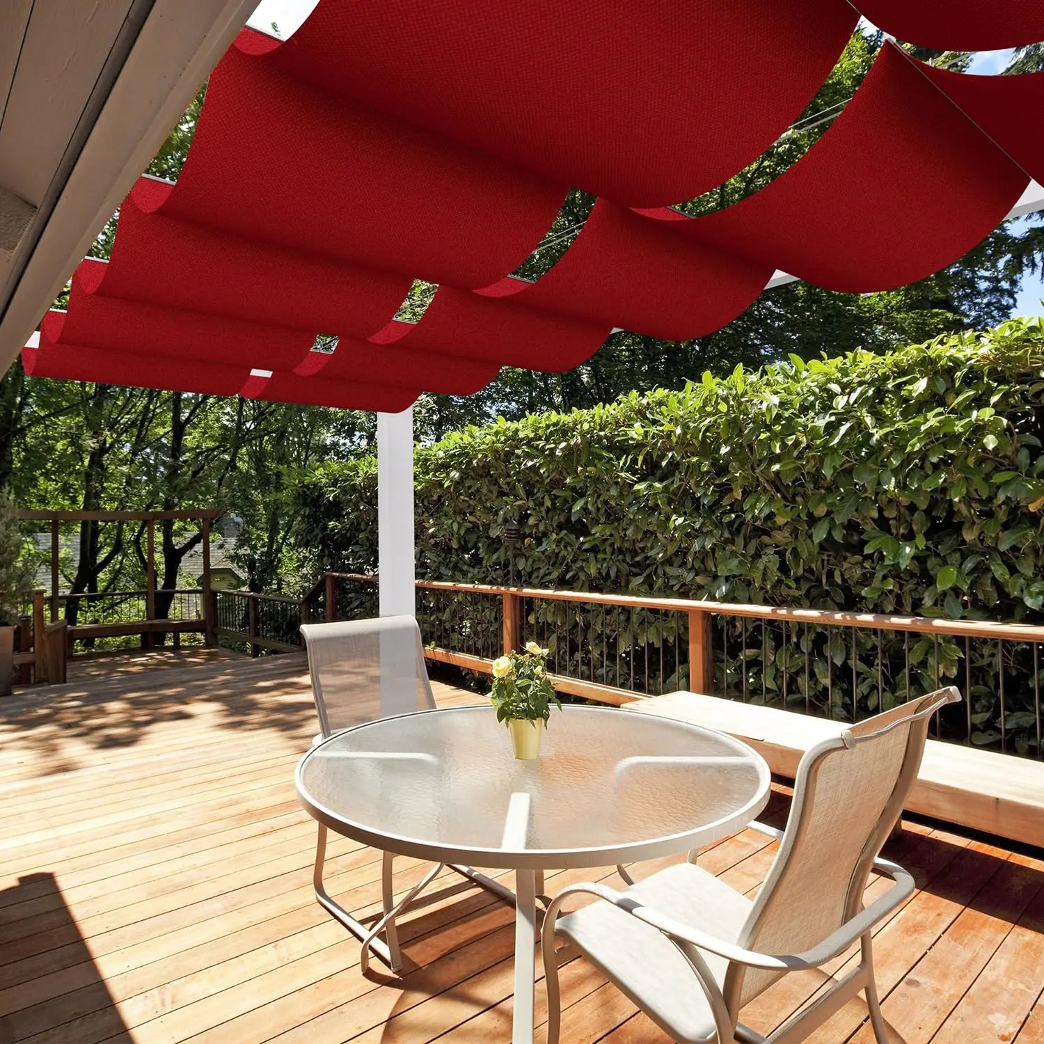 7'Wx20'L Pergola Shade Cover, Retractable Canopy, Wave Sun Shade
