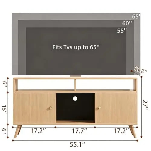 Modern Wooden TV Console For 40-65-Inch TV's, With 2 Cabinets