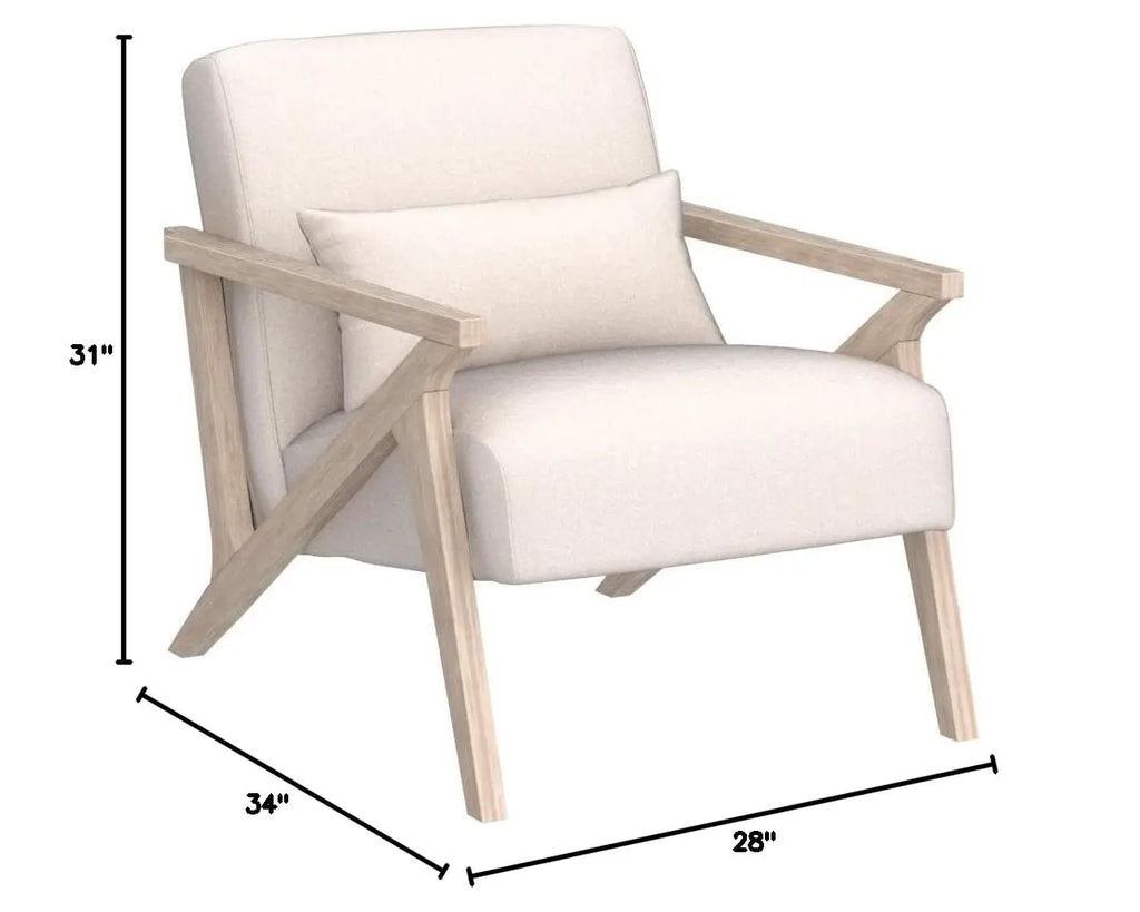 Mid-Century Chair, Wood Frame, Upholstered Armchair, Waist Cushion