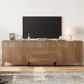 Fluted TV Stand for TVs up to 100IN 3-in-1, Storage Cabinets, 5 Drawers, 4 Doors