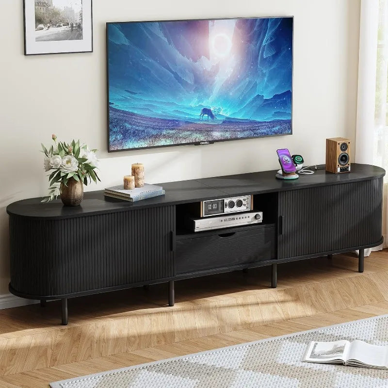 86.6" TV Stand, Power Outlet for TVs up to 90",  Storage,  Drawer