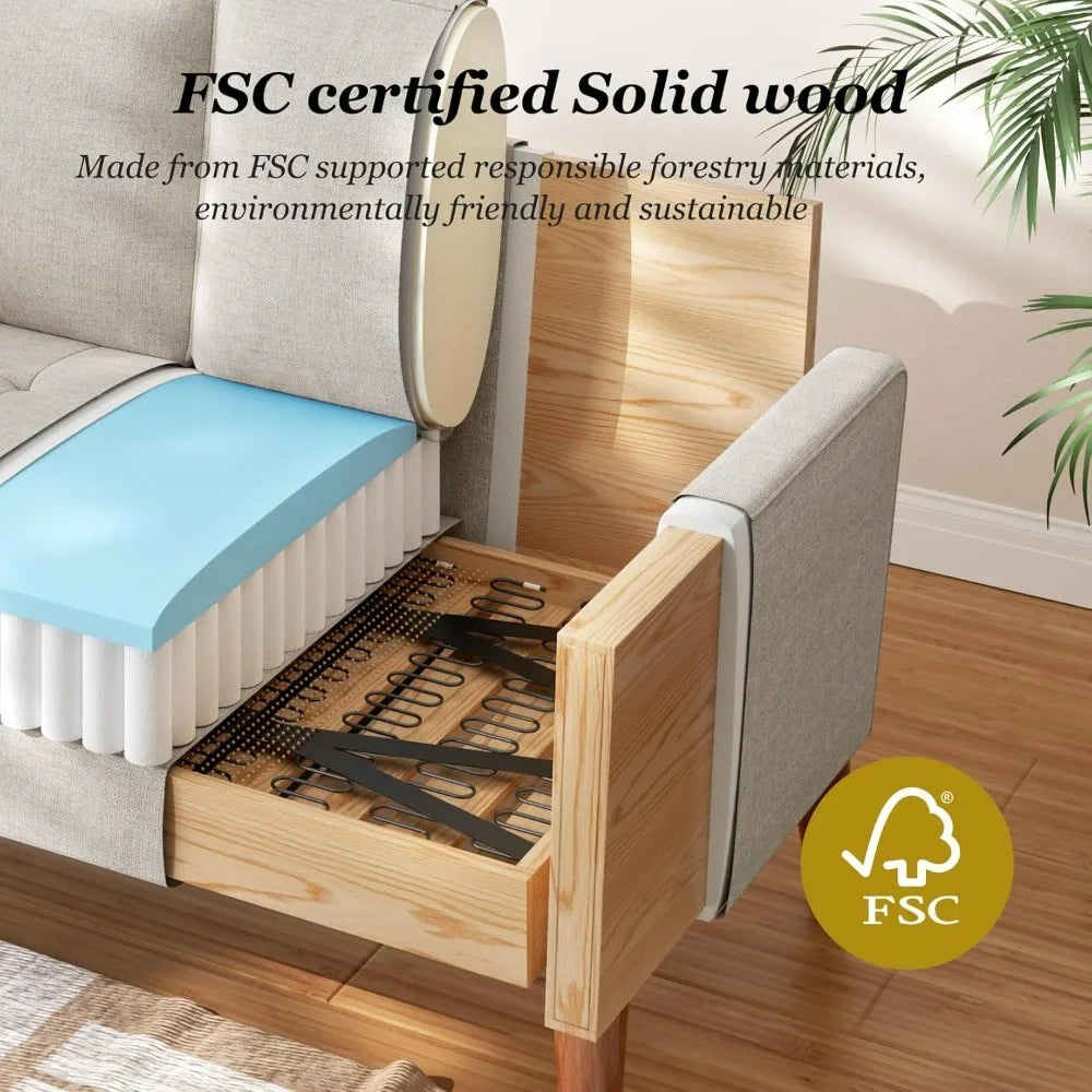 48IN Vesgantti Loveseat Sofa - Solid Wood Legs Throw Pillow Ashbeige