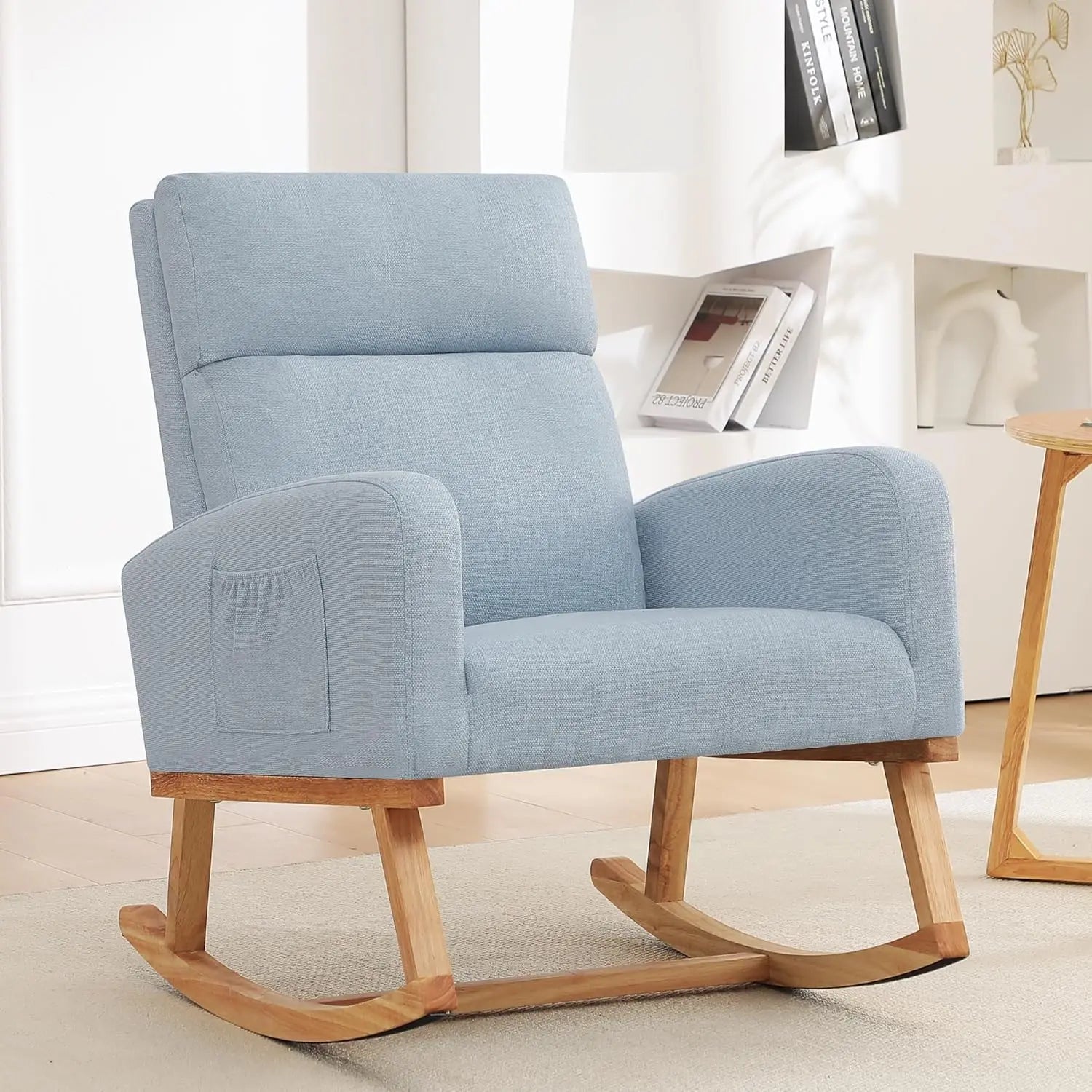 Rocking Chair, Sherpa Armchair with High Backrest