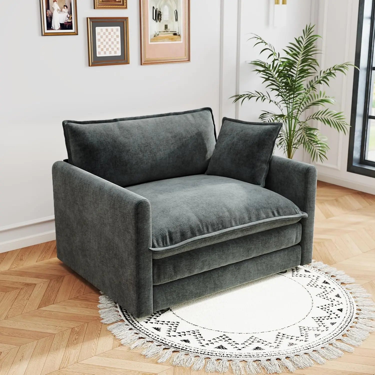 41.4" Sofa Cloud Couch, 1-Seat Chenille Deep Seat Pillow