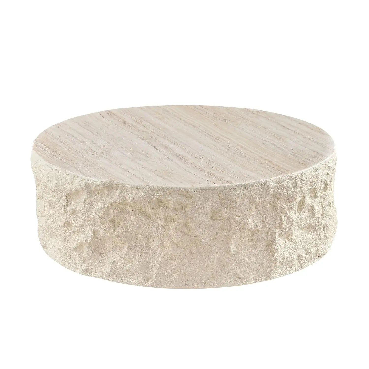 Set of 2 Round Coffee Table, Marble Grain Circke NestingTable