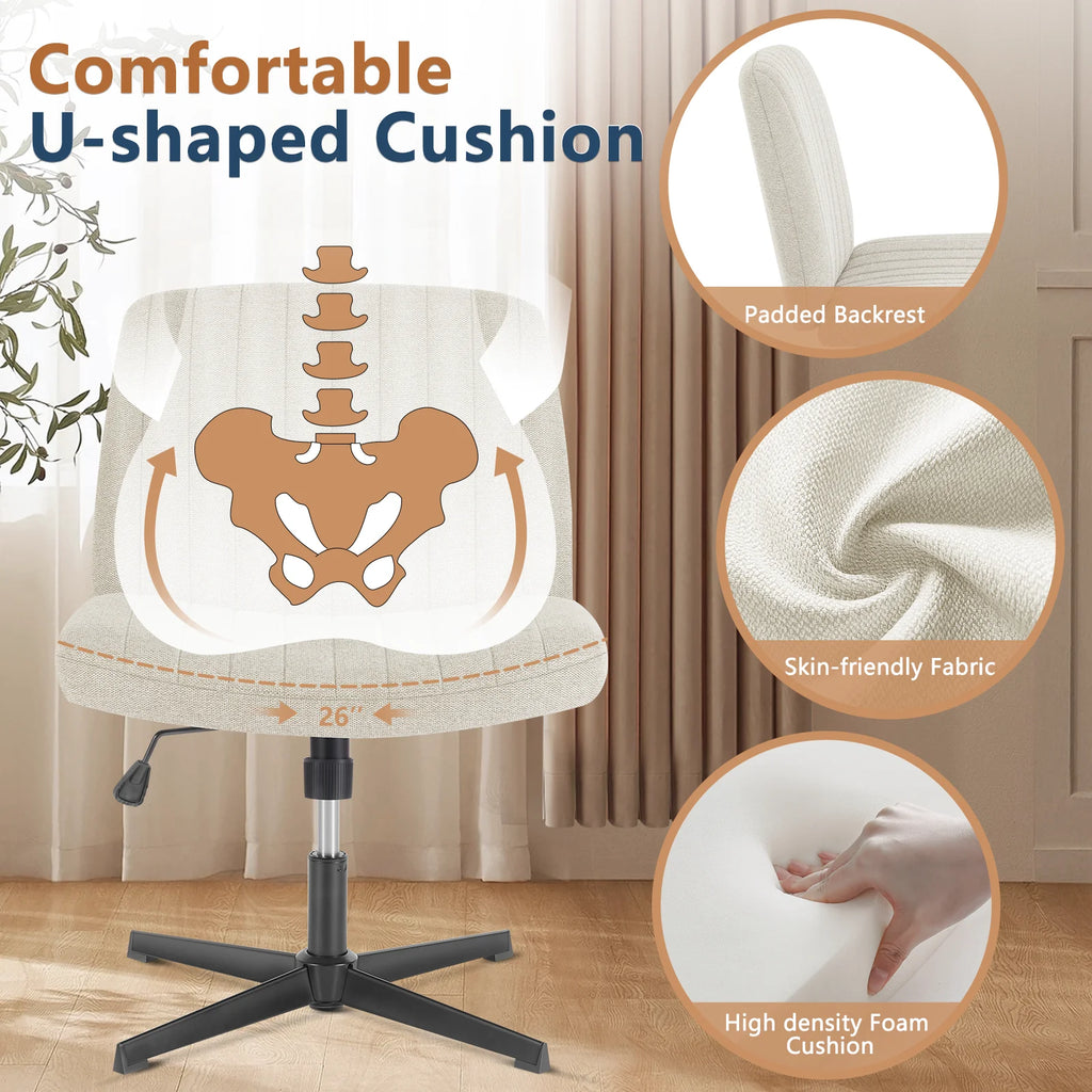 Cross Legged Rocking Gaming Chair Armless Wide Adjustable Swivel