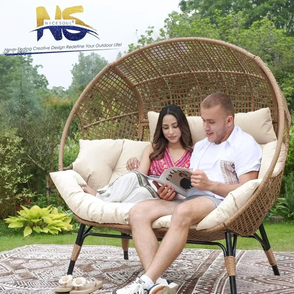 Indoor/Outdoor Stationary Double Egg, 6.5IN Padded Cushions, 680 lbs.