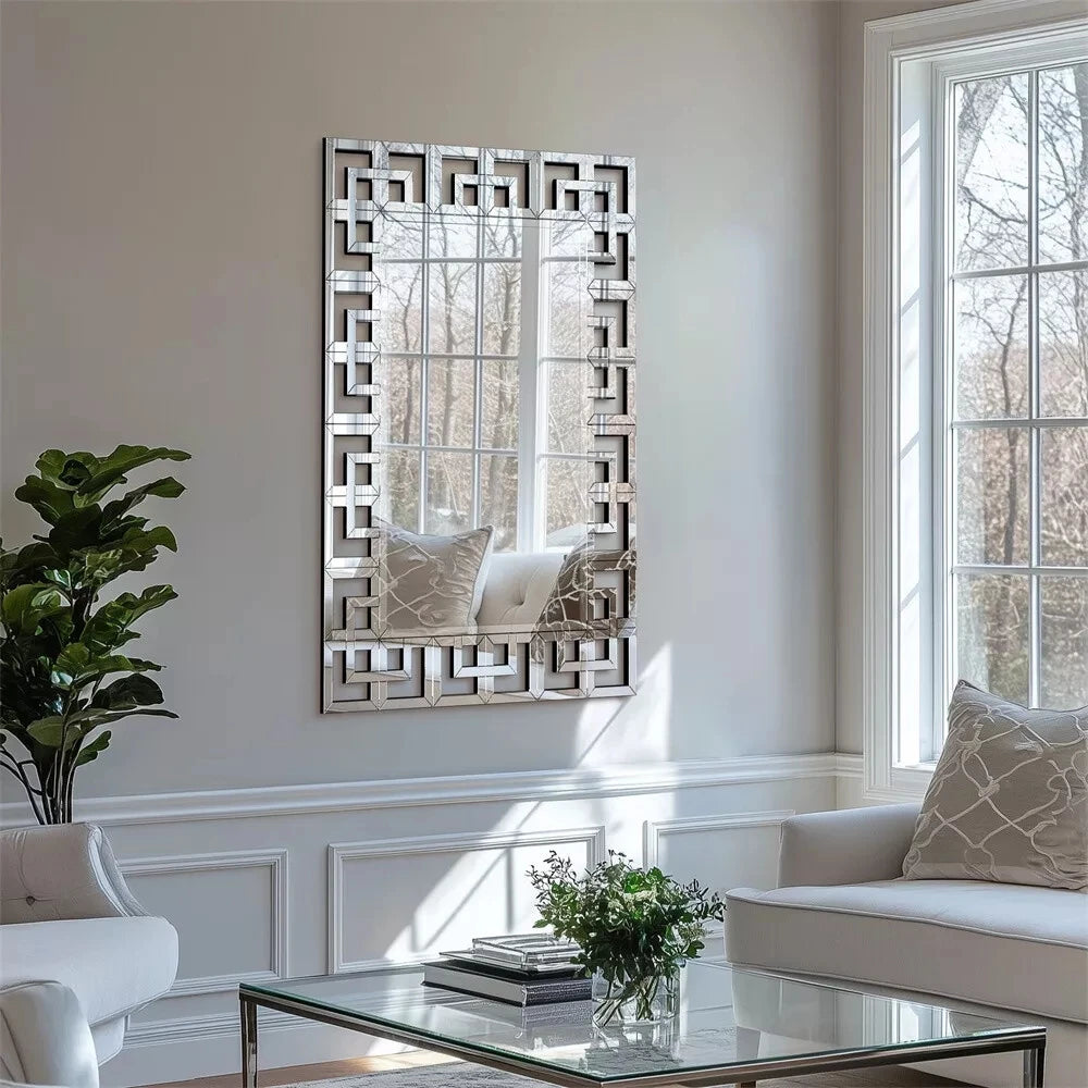 Wisfor 48”×28”Rectangle Grecian Venetian Mirror Sliver Accent.