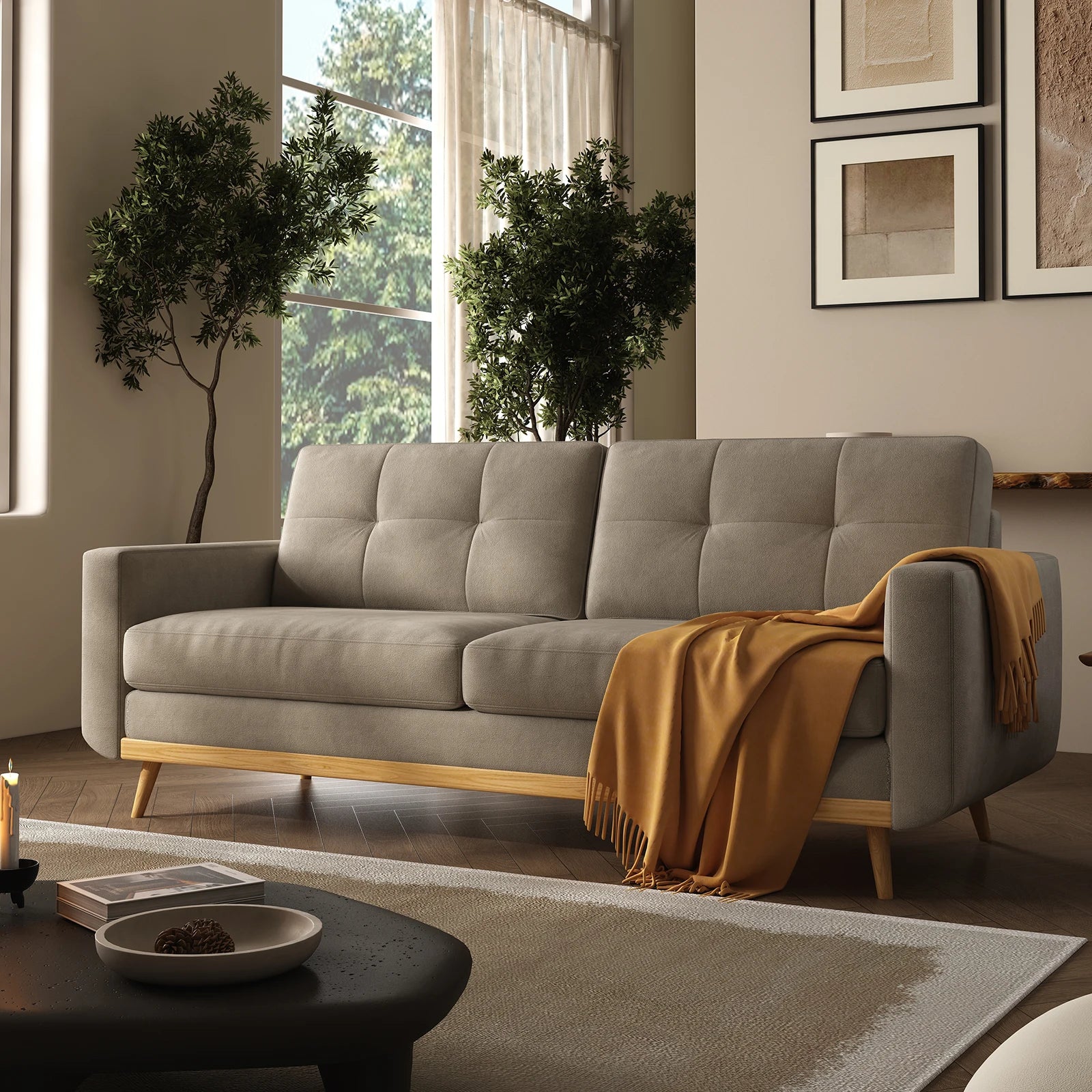 67.7IN Loveseat Sofa Wooden Legs