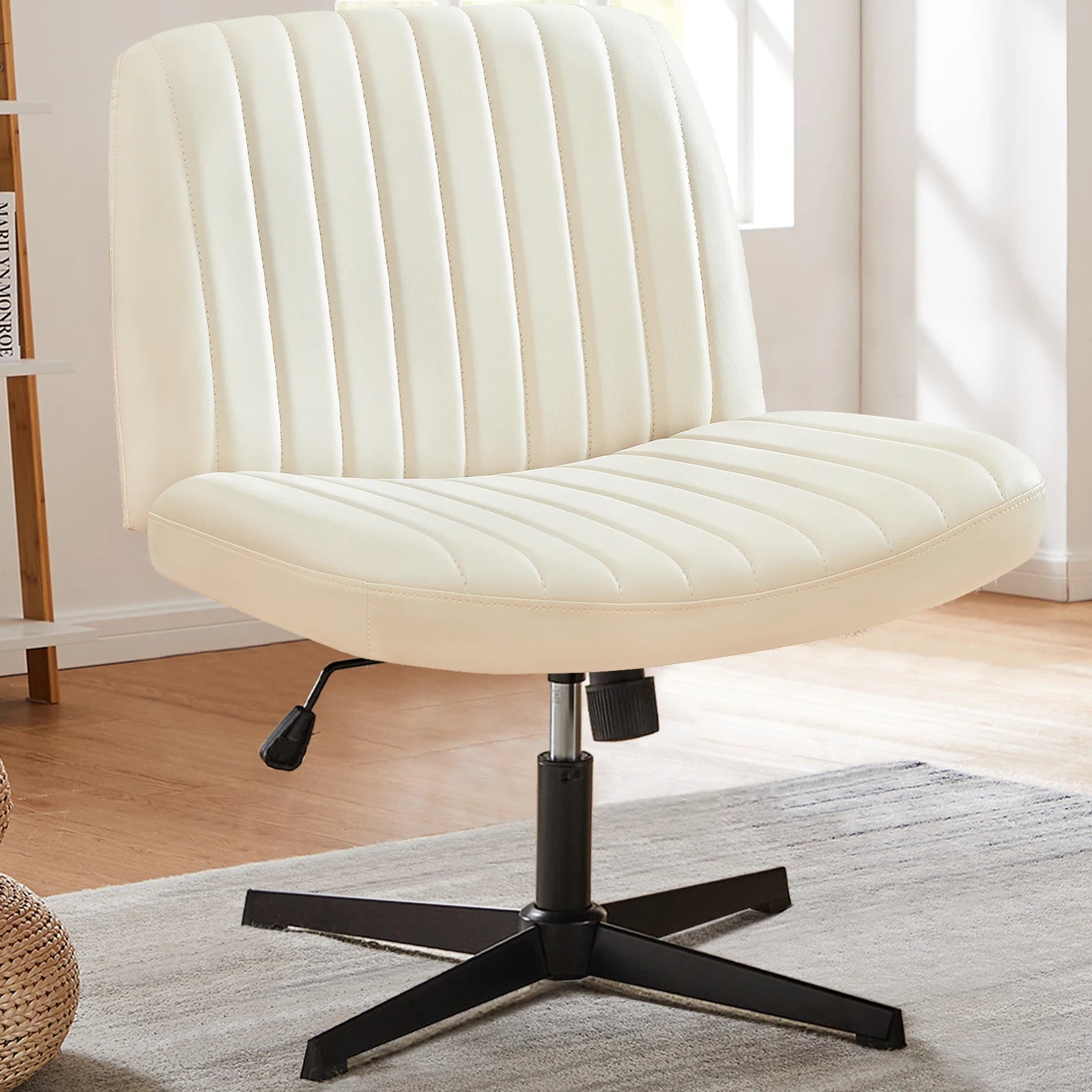 Cross Legged Rocking Gaming Chair Armless Wide Adjustable Swivel