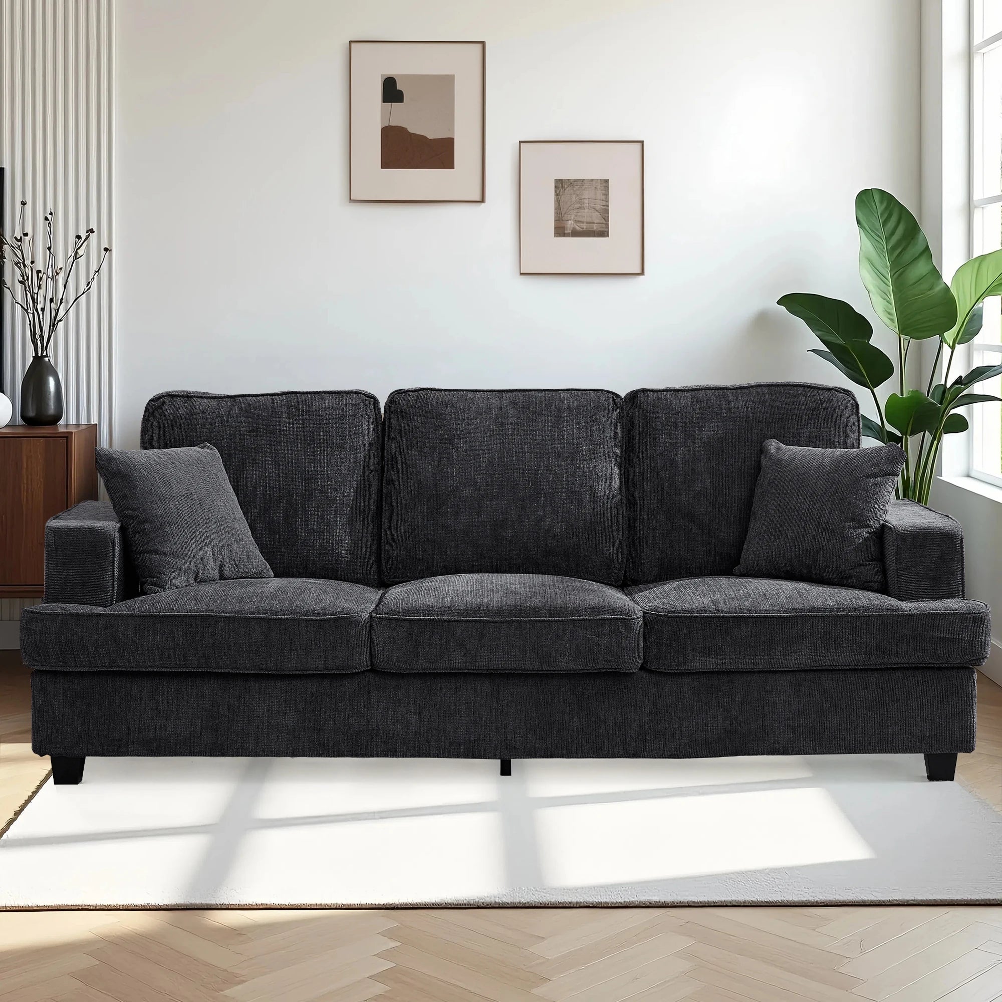 89" Cloud Couch Sofa in Chenille, Extra Comfy Soft 3-Seater