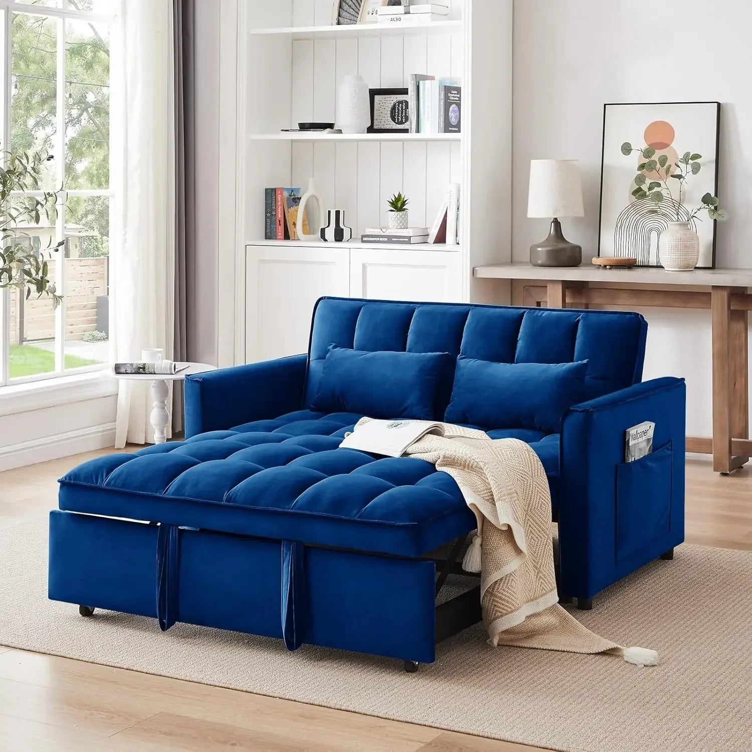 55" 3-in-1 Loveseat Sleeper Sofa Adjustable Reclining Pull Out
