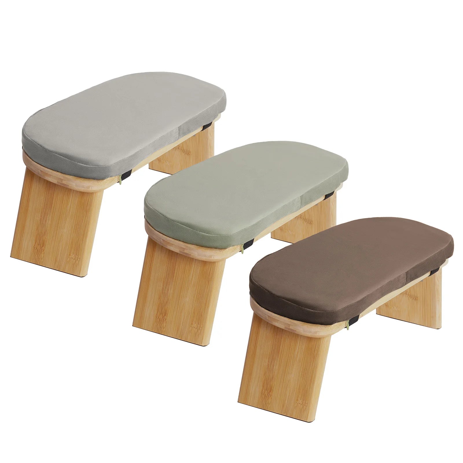 Bymaocar Foldable Kneeling Meditation Bench  Coffee/Gray/Green Color