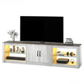 70IN for 75IN TV, LED with Adjustable Glass Shelves Two Cabinets