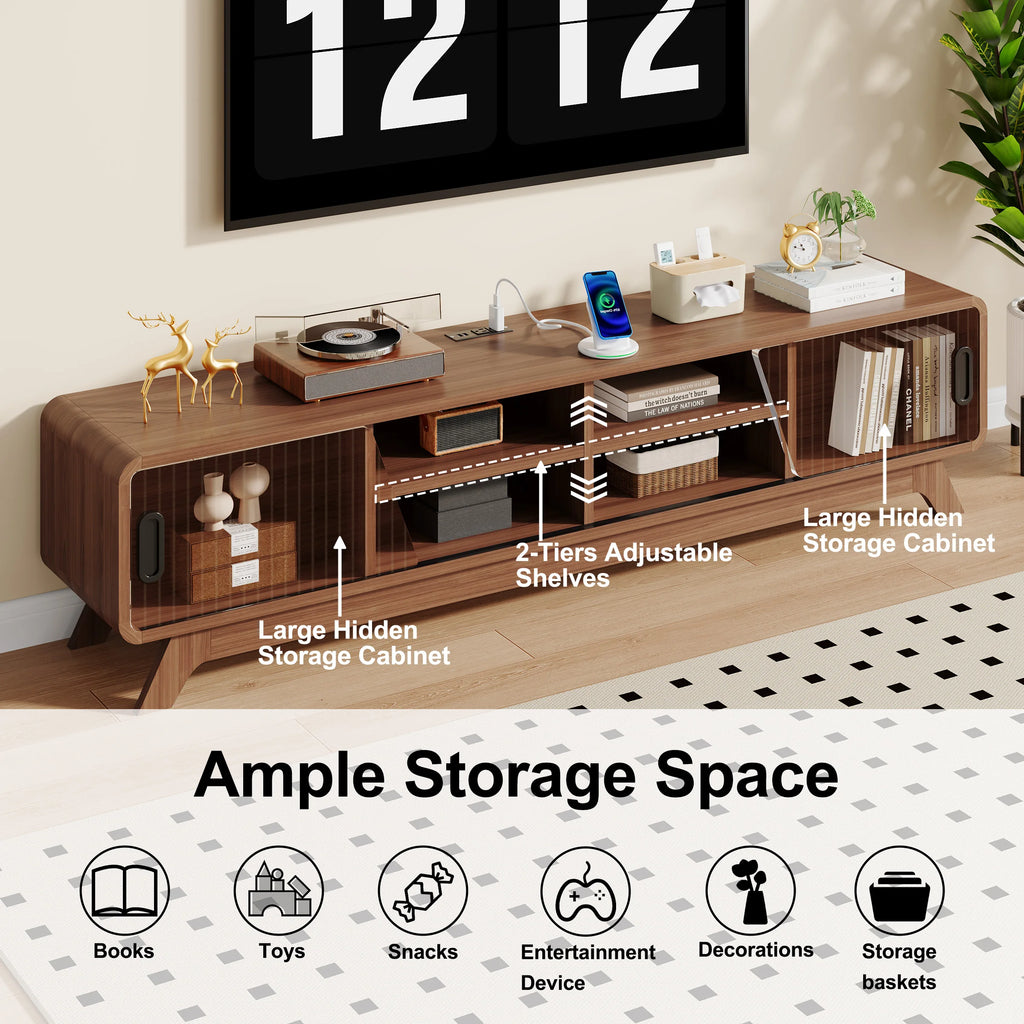 TV Stand, Storage, Shelves, Sliding Doors, American Standard Charging Station