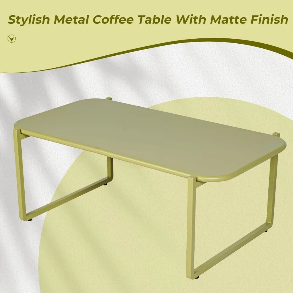 4-Piece Patio Furniture Set, Soft Cushions, Small Metal Sofa, Coffee Table