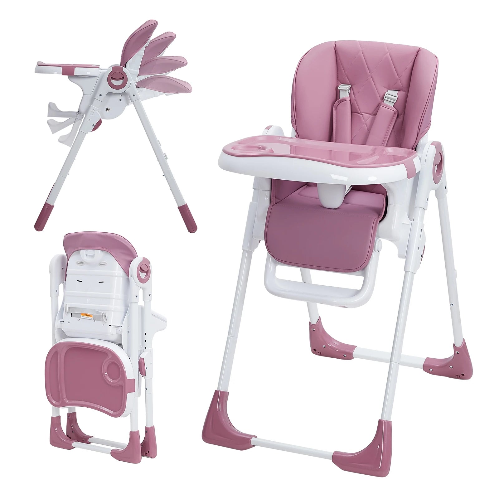 High Chair, Adjustable Height and Recline, Foldable High Chair