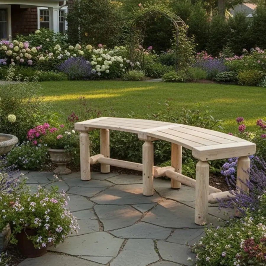 Rustic Log Style Circular Seating 40" Solid Wood Backless Seat