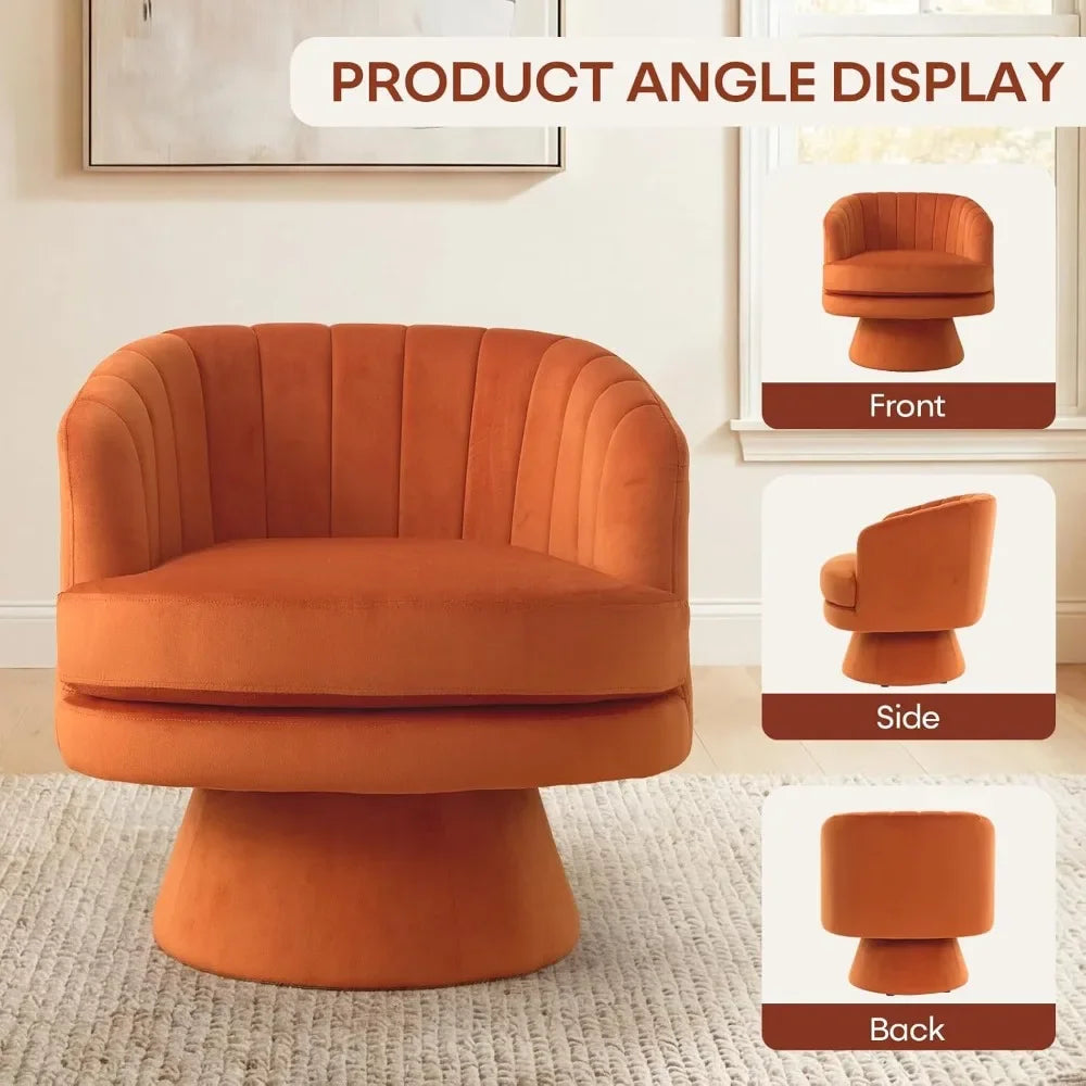 Velvet Barrel Chairs, Set of 2, 360° Swivel Accent Chairs, Armrests