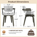 Dining Chairs Set-of-2 w/Arm and Wood Legs, holstered Fabric