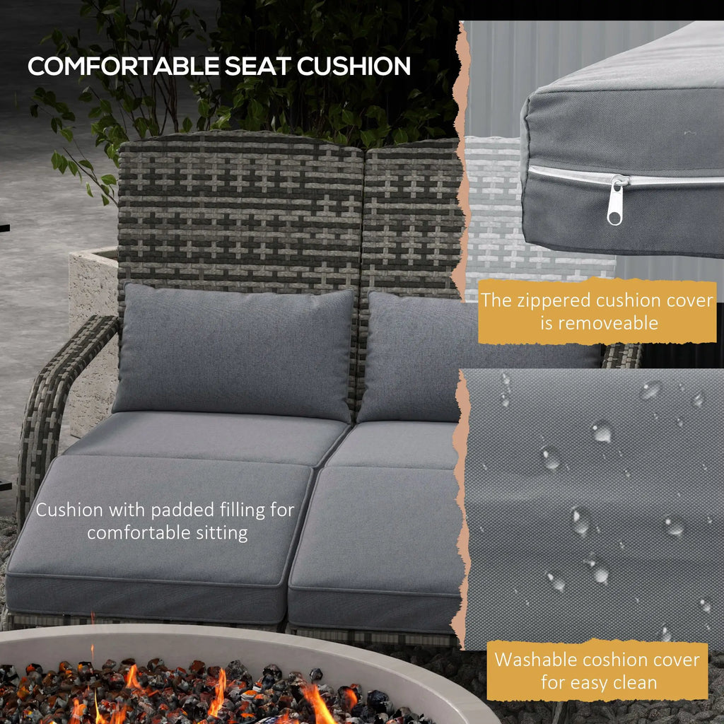 Patio Wicker Adirondack Chair with Cushions, Chair Built for 2