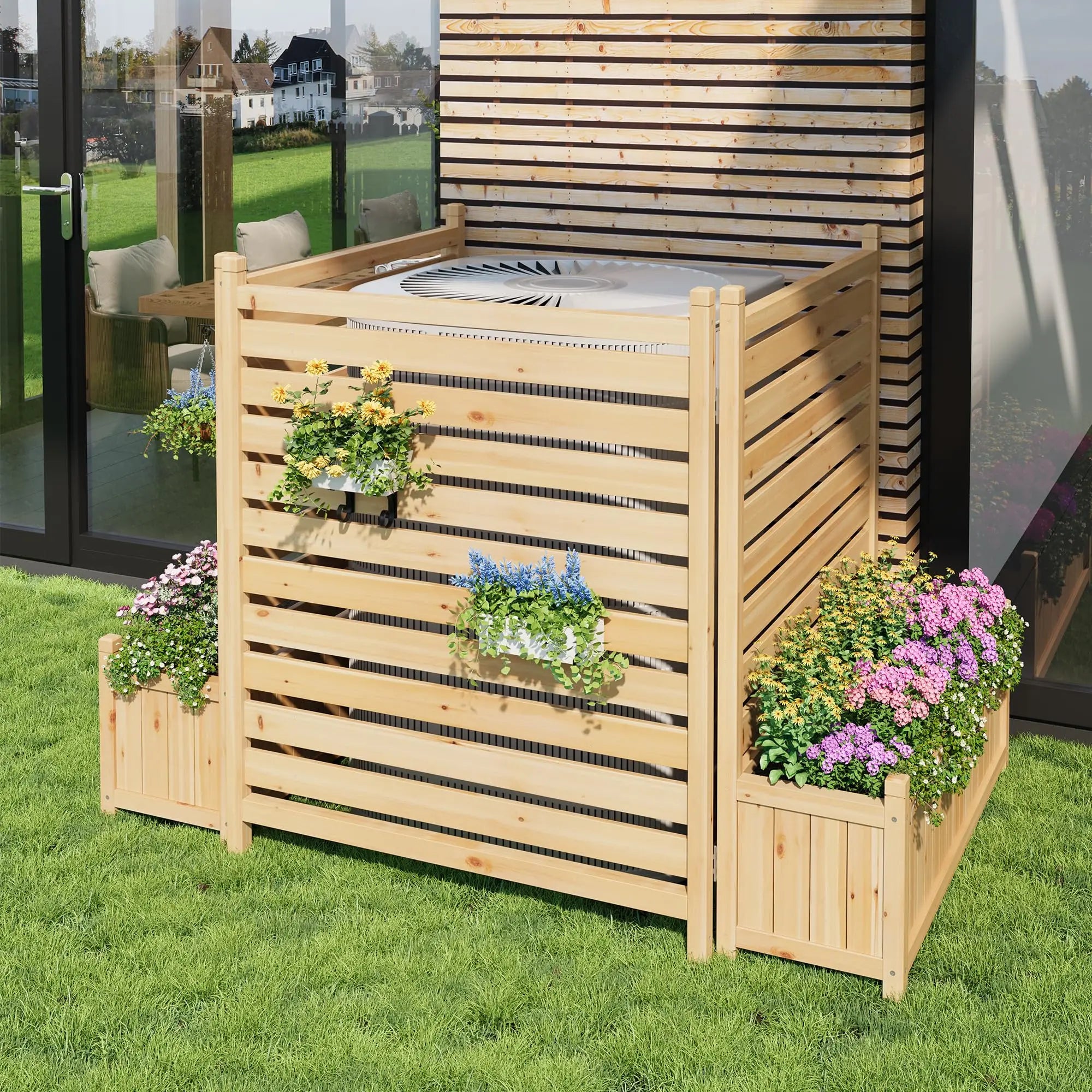Planter w/Trellis Wooden Raised Bed, Privacy Fence Panels