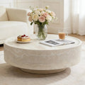 Luxury Faux Marble Round Coffee Table, 35.43IN, Drum Stone Center