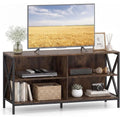 47" Farmhouse Entertainment Center TVs up to 55 Inches, 4 Open Shelves