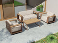 5-Piece Outdoor Patio Furniture Set, All-Weather Sectional Sofa PE Rattan Wicker
