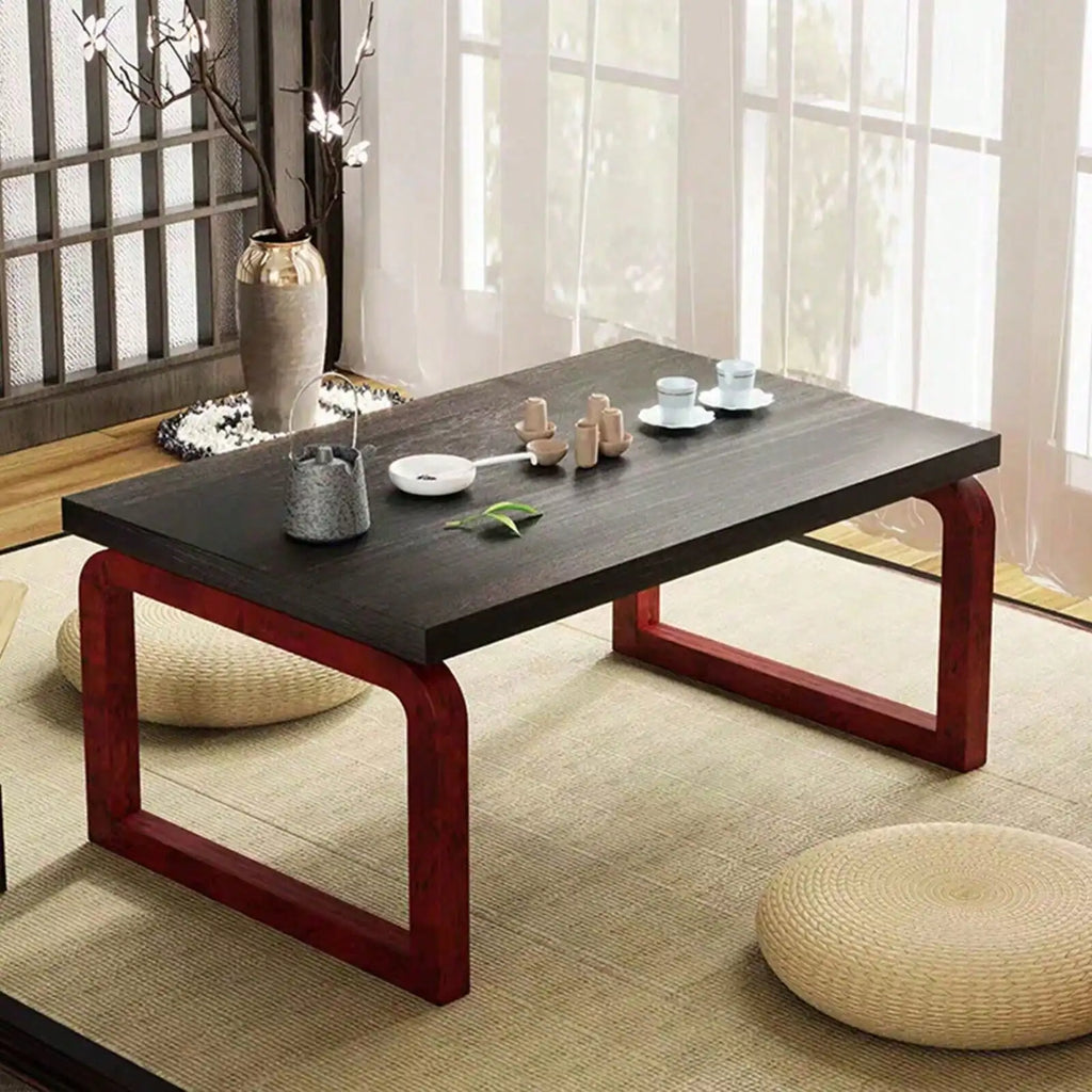Brown Wooden Folding Coffee Table - Versatile Low Tea Table