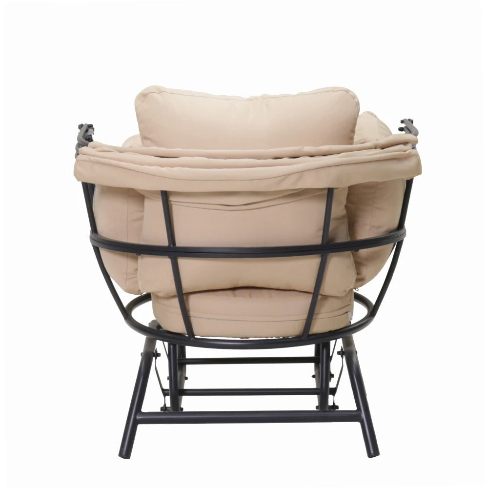 Luxury Egg Chair - Powder-Coated  Steel Frame w/Polyester Cushion, Retractable Canopy