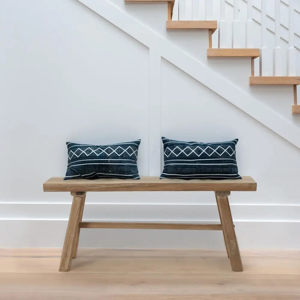 39" Farmhouse Wood Bench, Rustic Solid Wood Easy Assembly,  Natural