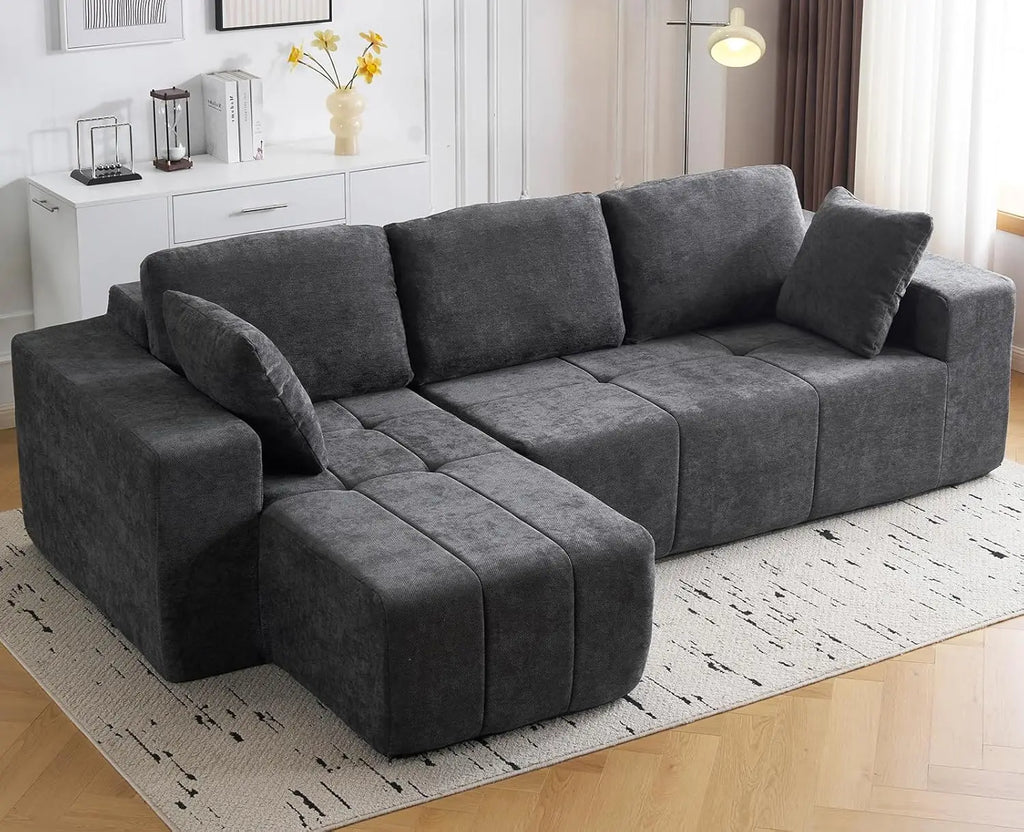 105" Boneless Cloud Chenille Upholstered L-Shape Sofa with Chaise