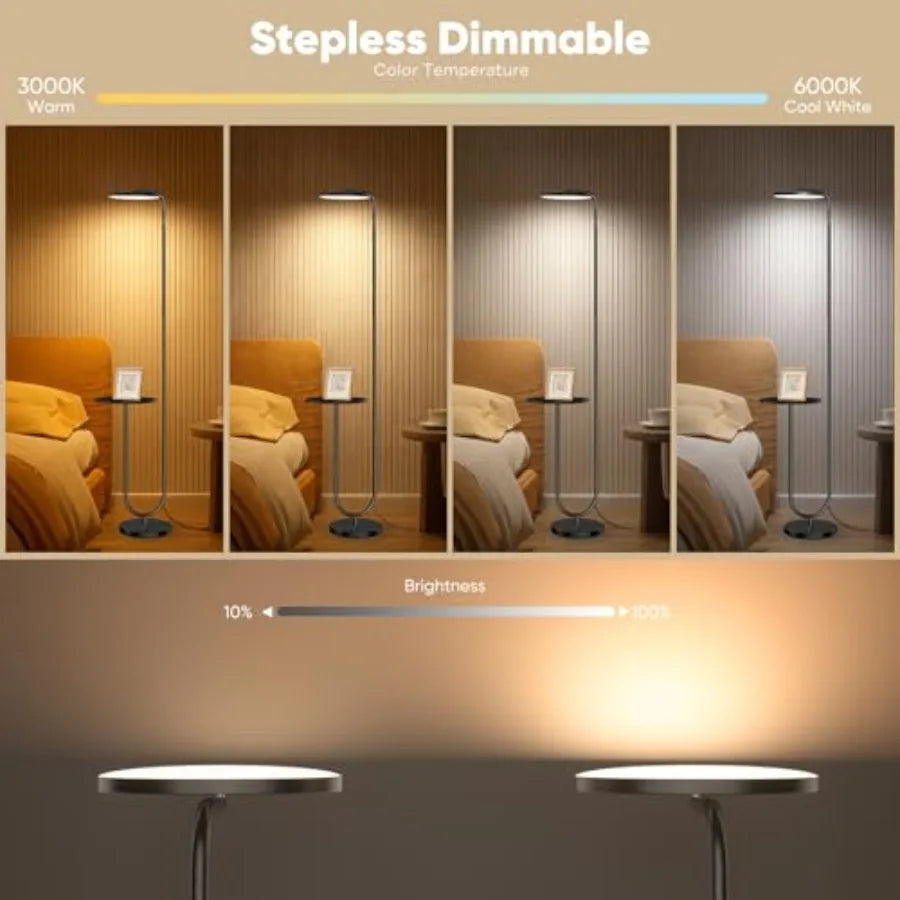 LED Floor Lamp with Table, Super Bright Stepless Dimmable Torchiere Remote Control
