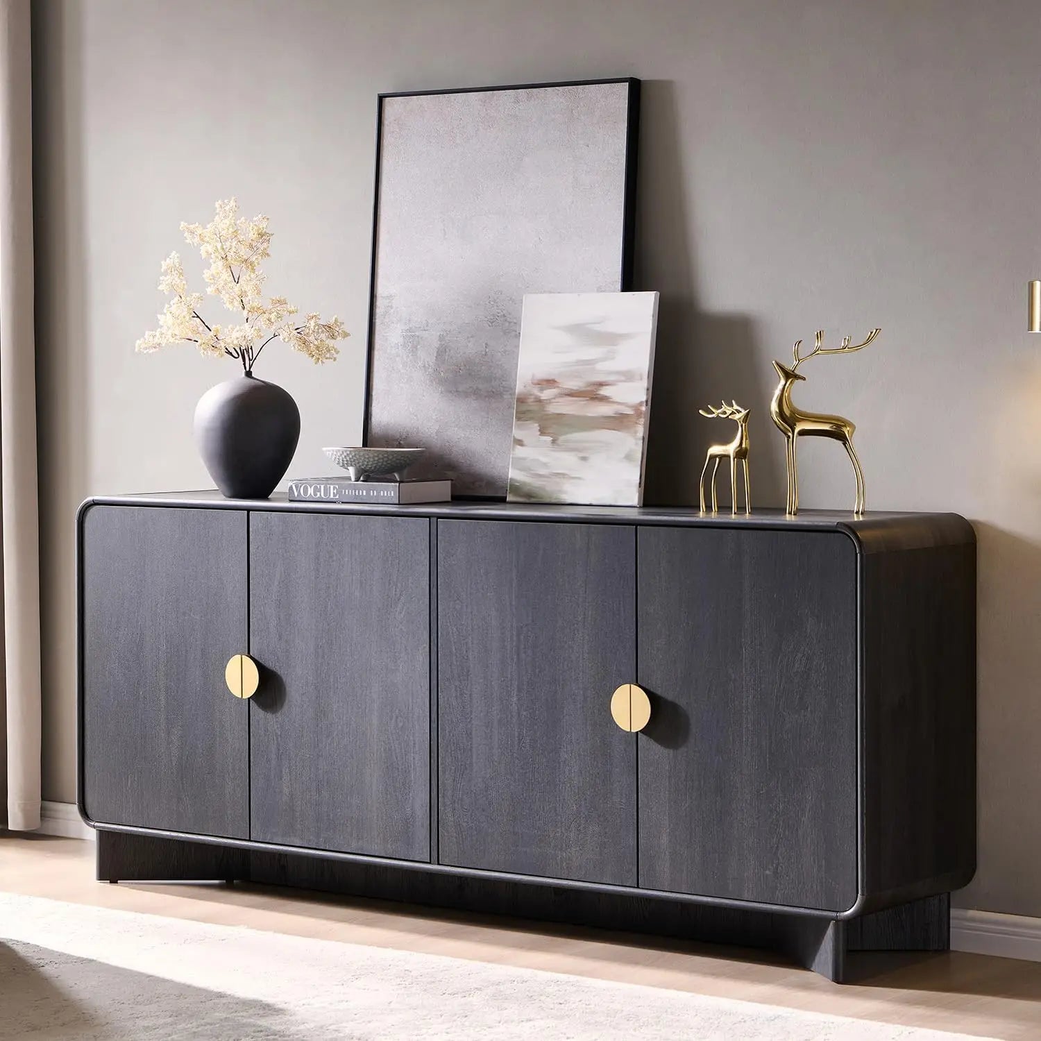 70" TV Stand for TVs Up to 80 inches, 30" Tall with Storage, Adjustable Shelves