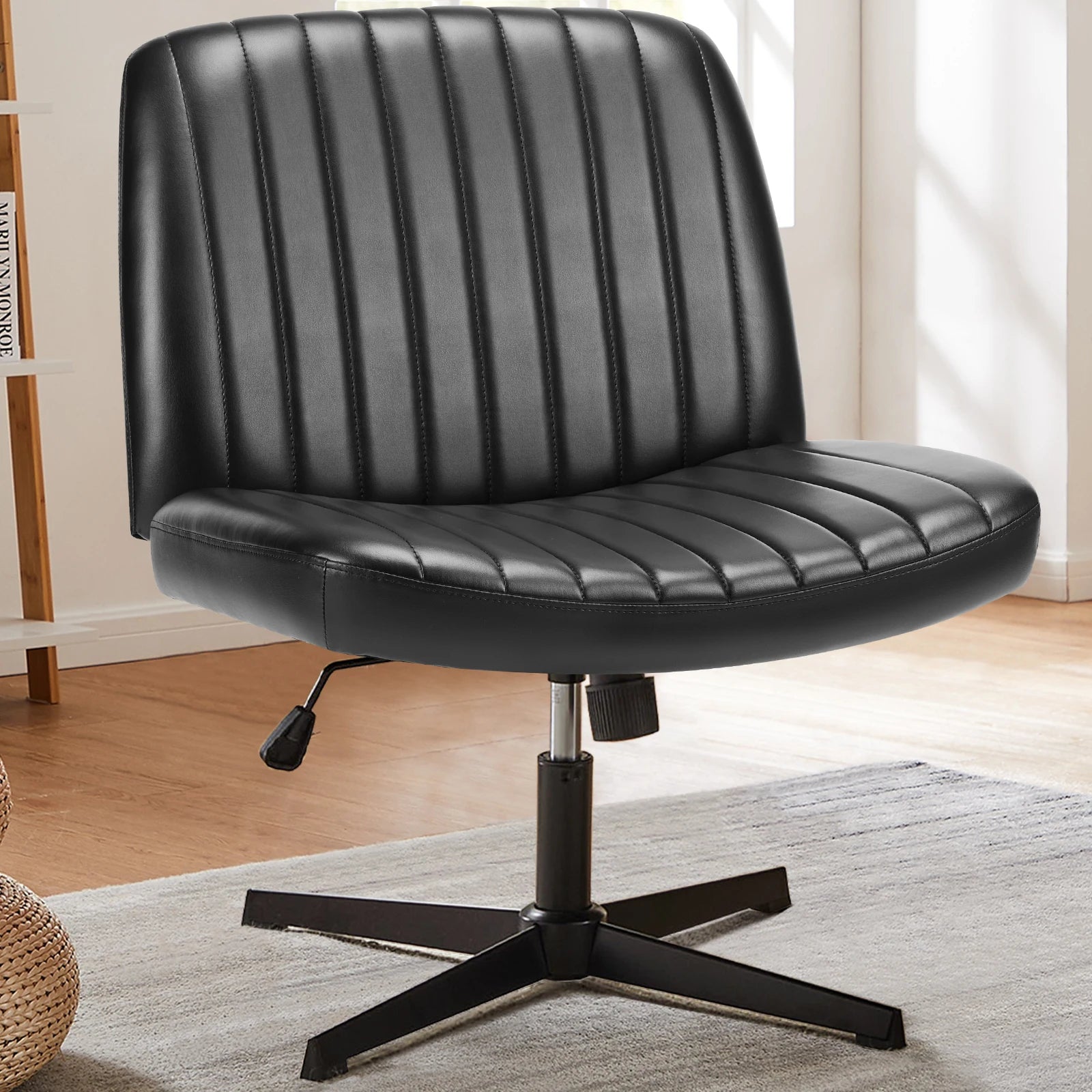Cross Legged Rocking Gaming Chair Armless Wide Adjustable Swivel