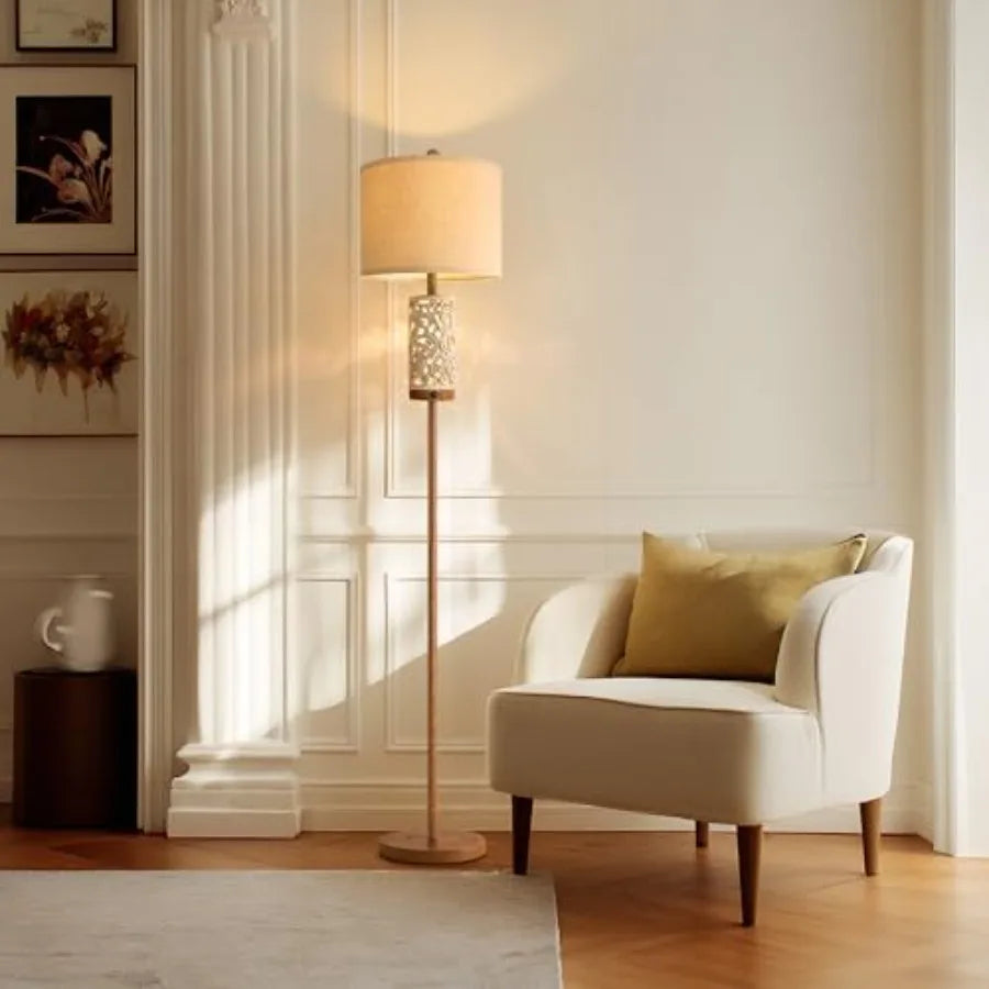 65" Tall Floor Lamp w/Night Light, Vintage Standing Lamp