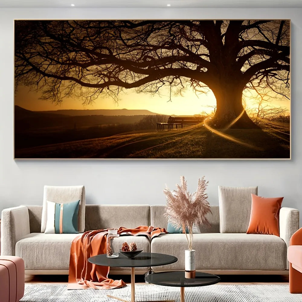 Forest landscape oil painting art print, 1.5" thick pine frame