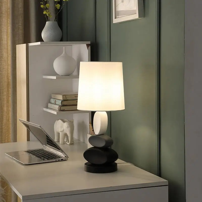 19-Inch Coastal Stacked Tablet Metal Table Lamp