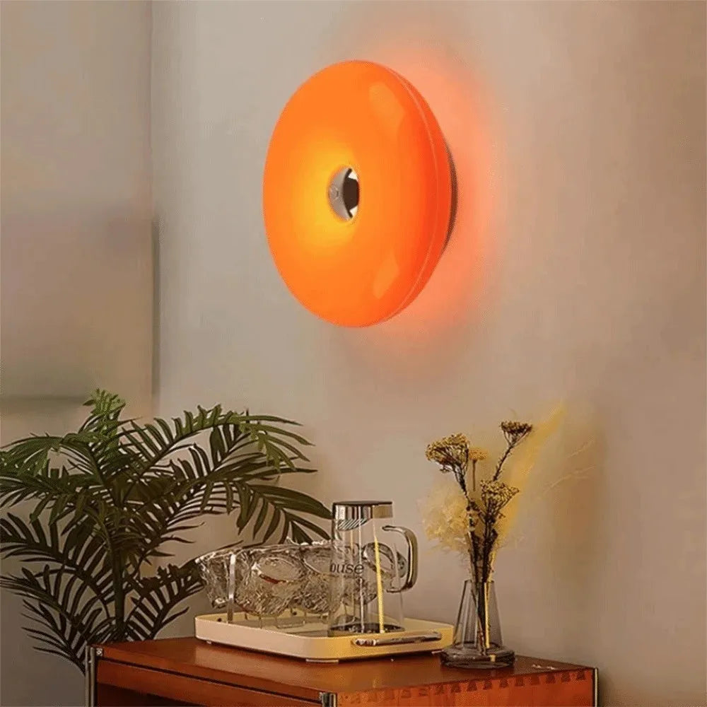 Plastic Donut Wall Lamp Energy Saving Touch Switch Dimmable USB Plug