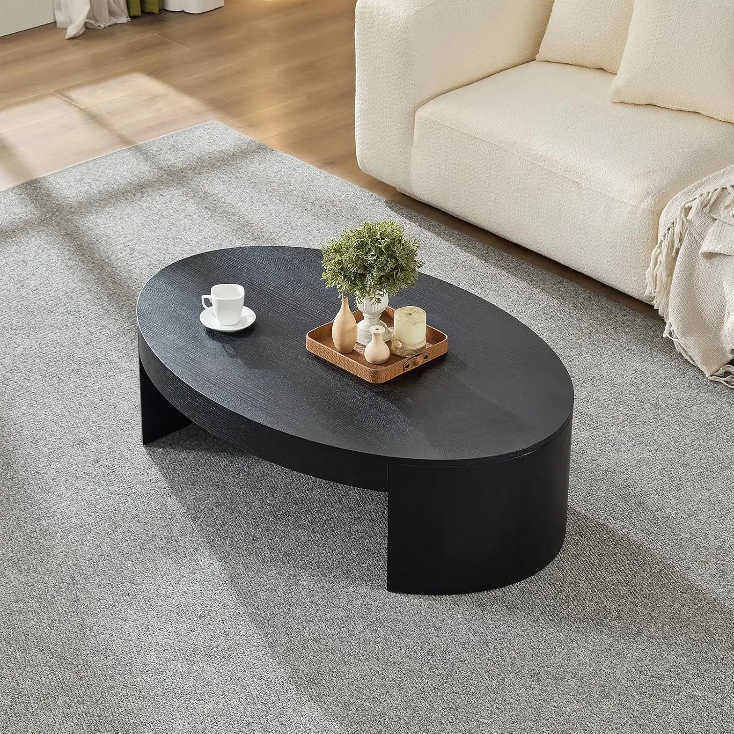 Rustic 35.98'' Round Wood Pedestal Coffee Tables