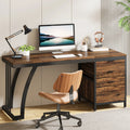 59IN Computer Desk w/3 Drawers, Reversible Drawers Adjustable Foot Pads