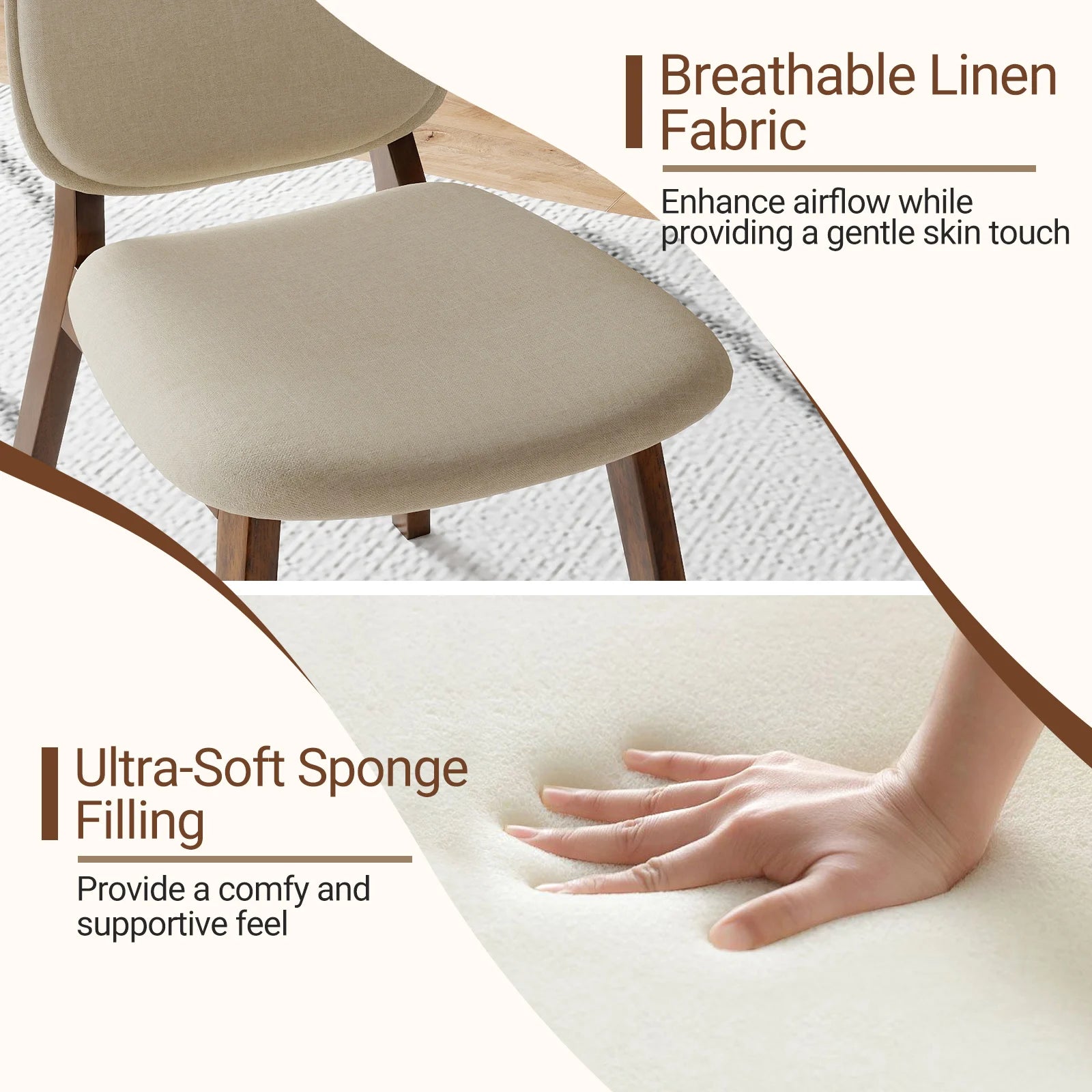 Linen Lined Modern Dining Chair Set