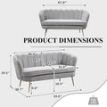 59" Chenille Upholstered Loveseat, Gold Metal Legs, Petal Design