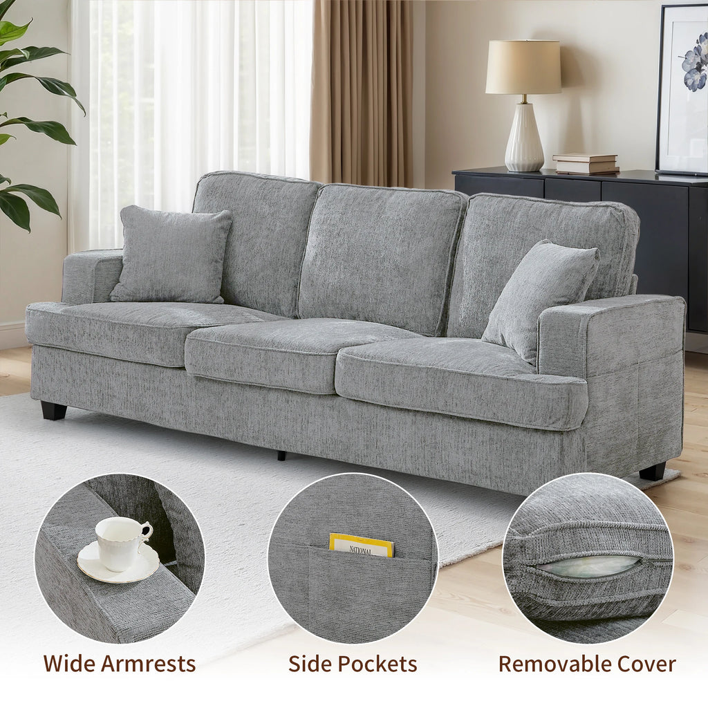 89" Cloud Couch Sofa in Chenille, Extra Comfy Soft 3-Seater
