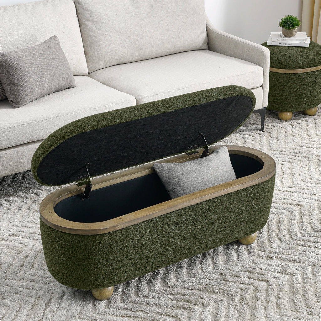 43.31" Ottoman Bench, Hidden Storage, Footrest Stool